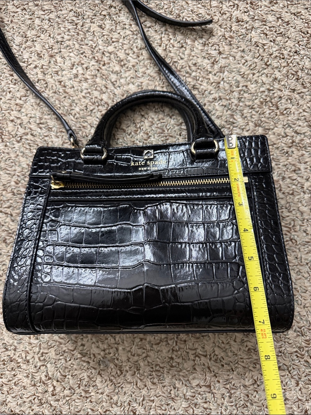 kate spade Black Croc-Embossed Crossbody Satchel - Picture 11 of 11